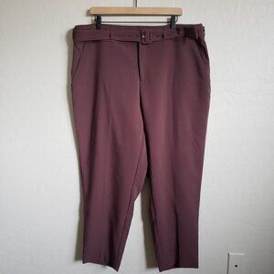NEW Torrid Sleek Belted Trouser Pants Tapered Leg Rust Brown Size Womens 18 Plus